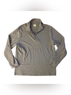 Fair Harbor Quarter Zip Sweater Pullover Sz Large Heather Gray Organic Cotton